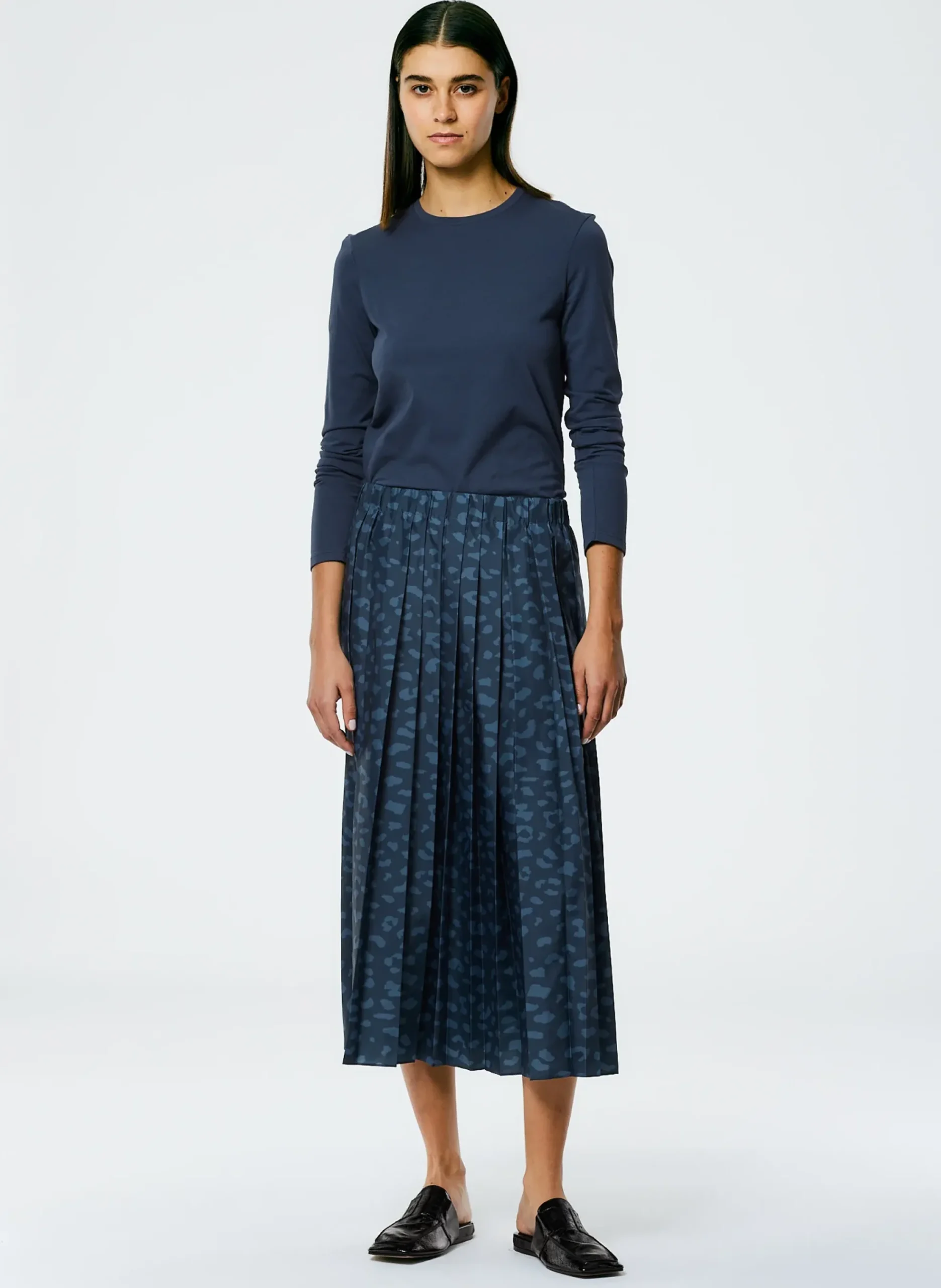 Recycled Sporty Nylon Cheetah Pleated Pull On Skirt-Tibi Sale