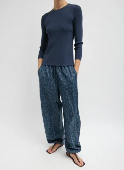 Recycled Sporty Nylon Cheetah Wide Leg Pull On Pant-Tibi Online