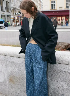 Recycled Sporty Nylon Cheetah Wide Leg Pull On Pant-Tibi Online
