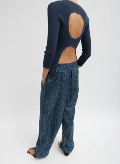 Recycled Sporty Nylon Cheetah Wide Leg Pull On Pant-Tibi Online