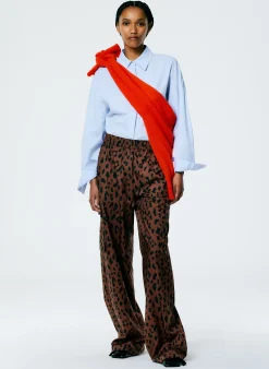 Recycled Sporty Nylon Cheetah Wide Leg Pull On Pant-Tibi Clearance