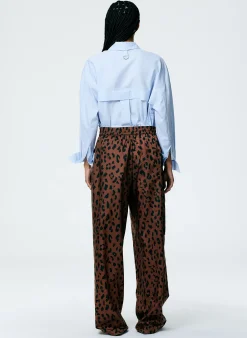 Recycled Sporty Nylon Cheetah Wide Leg Pull On Pant-Tibi Clearance