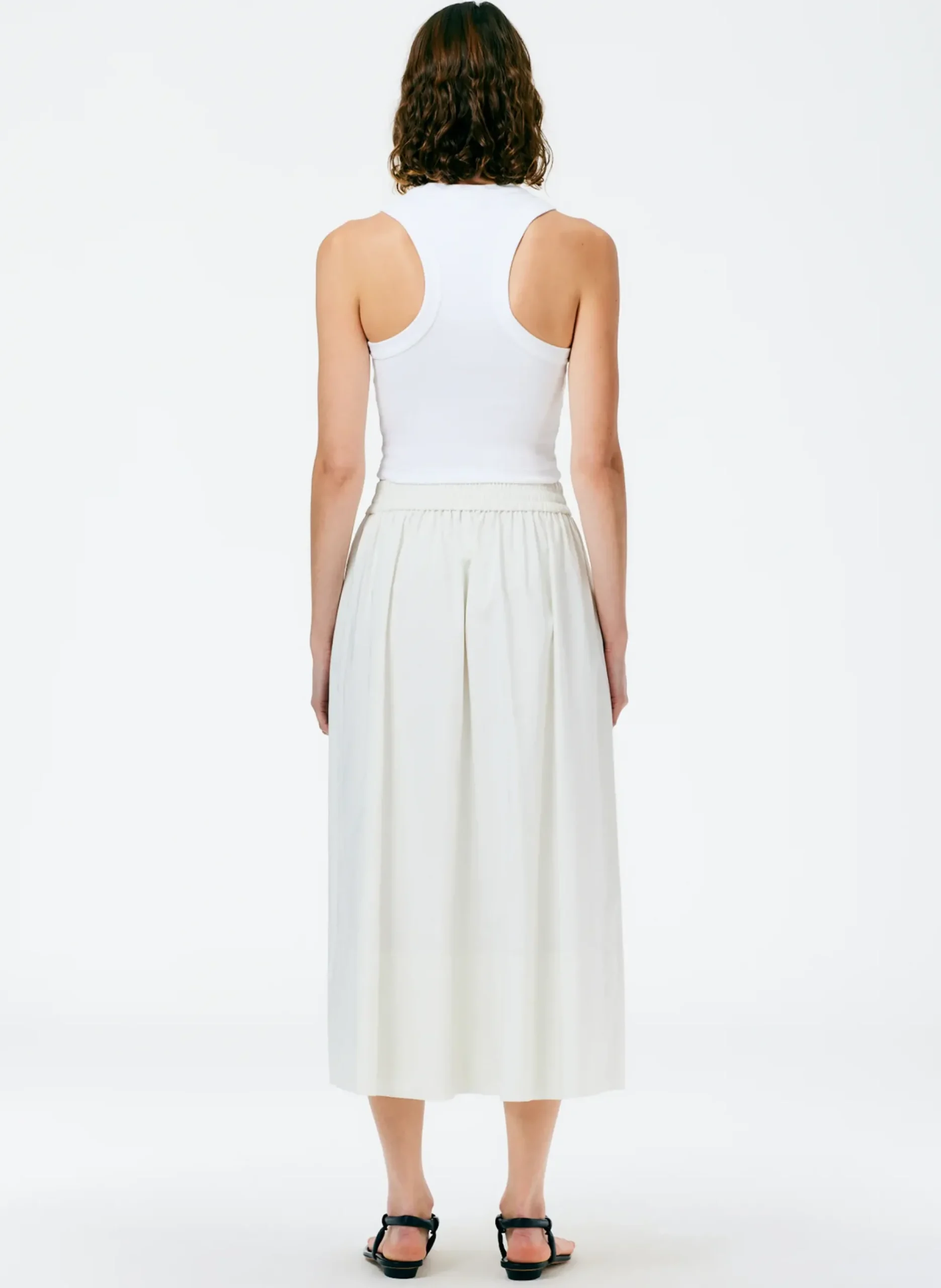 Ribbed T-Shirt Cropped Tank-Tibi Fashion