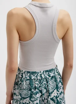 Ribbed T-Shirt Cropped Tank-Tibi Best