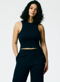 Ribbed T-Shirt Cropped Tank-Tibi Outlet