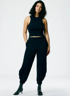 Ribbed T-Shirt Cropped Tank-Tibi Outlet