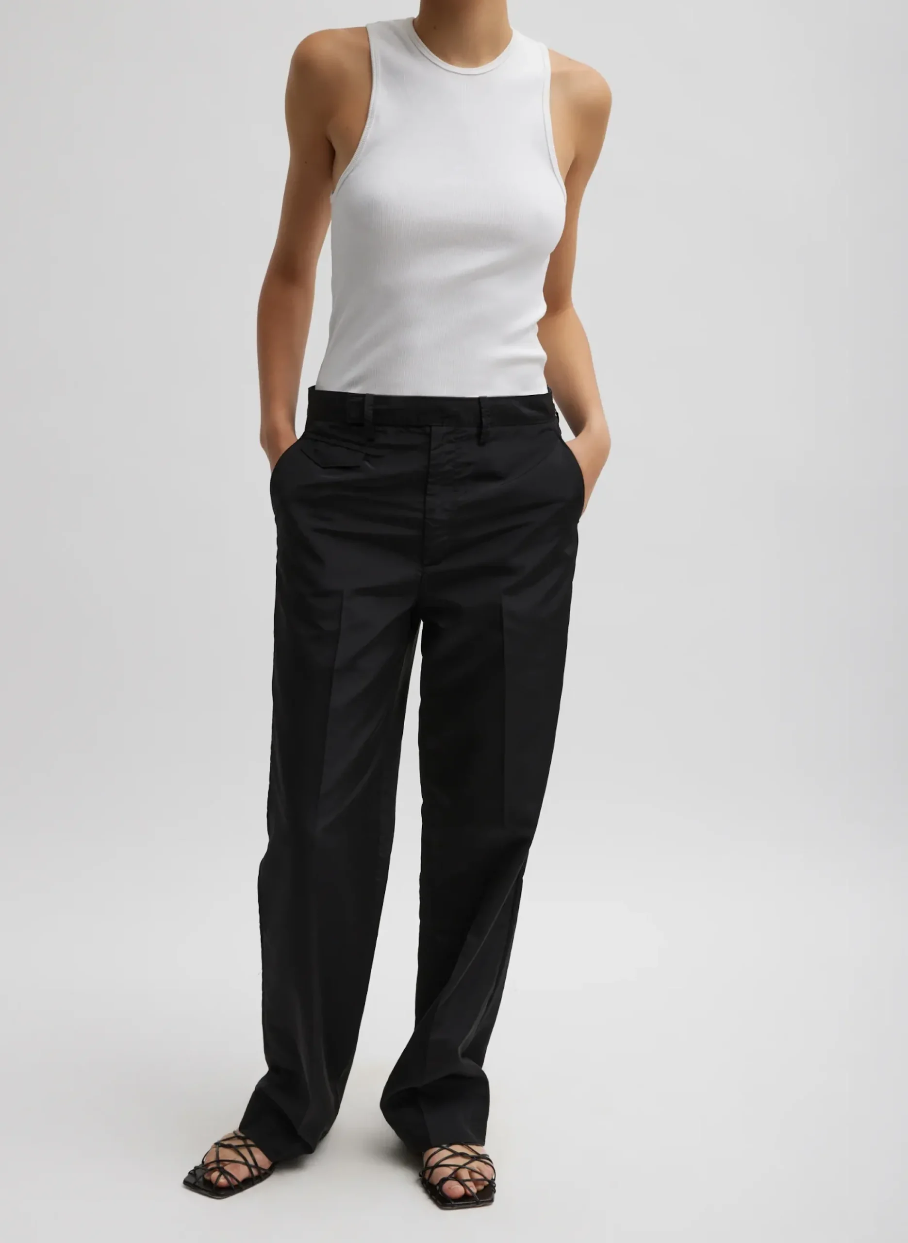 Ribbed T-Shirt Tank-Tibi Sale