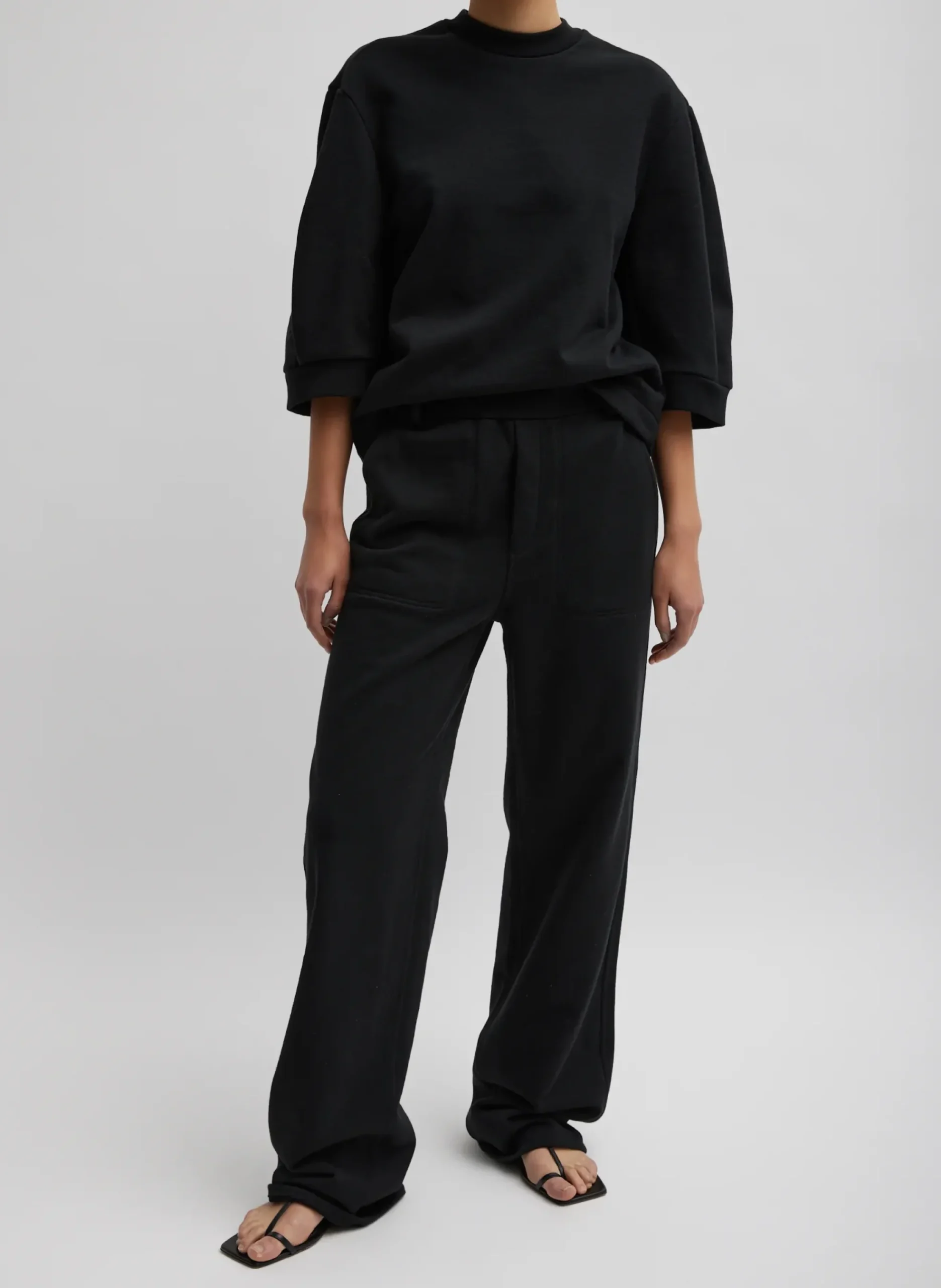Sculpted Short Sleeve Sweatshirt-Tibi Hot