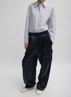 Shiny Nylon Pleated Stella Cargo Pant-Tibi Hot