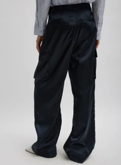 Shiny Nylon Pleated Stella Cargo Pant-Tibi Hot