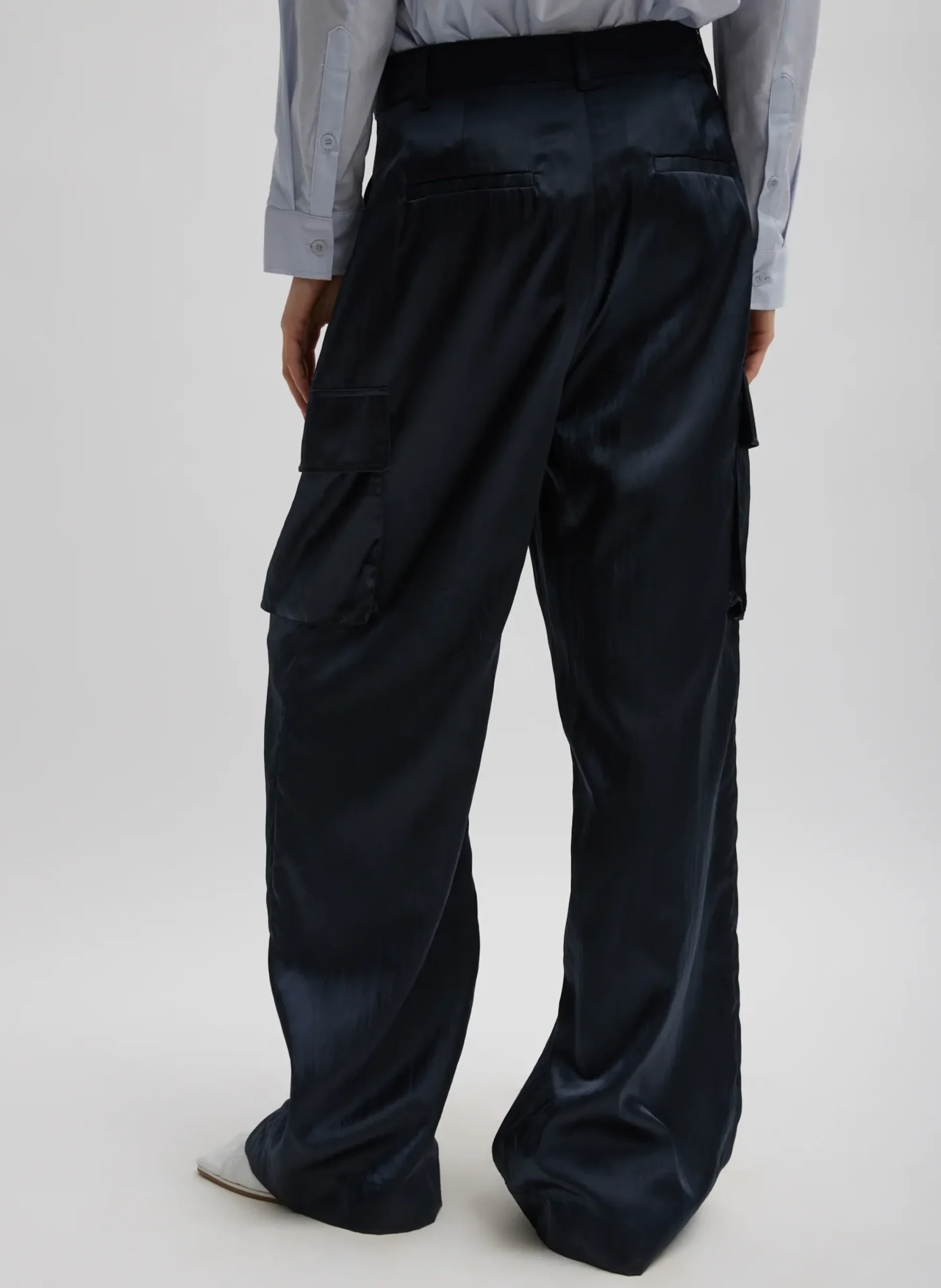 Shiny Nylon Pleated Stella Cargo Pant-Tibi Hot