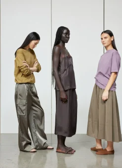 Shiny Nylon Pleated Stella Cargo Pant-Tibi Best