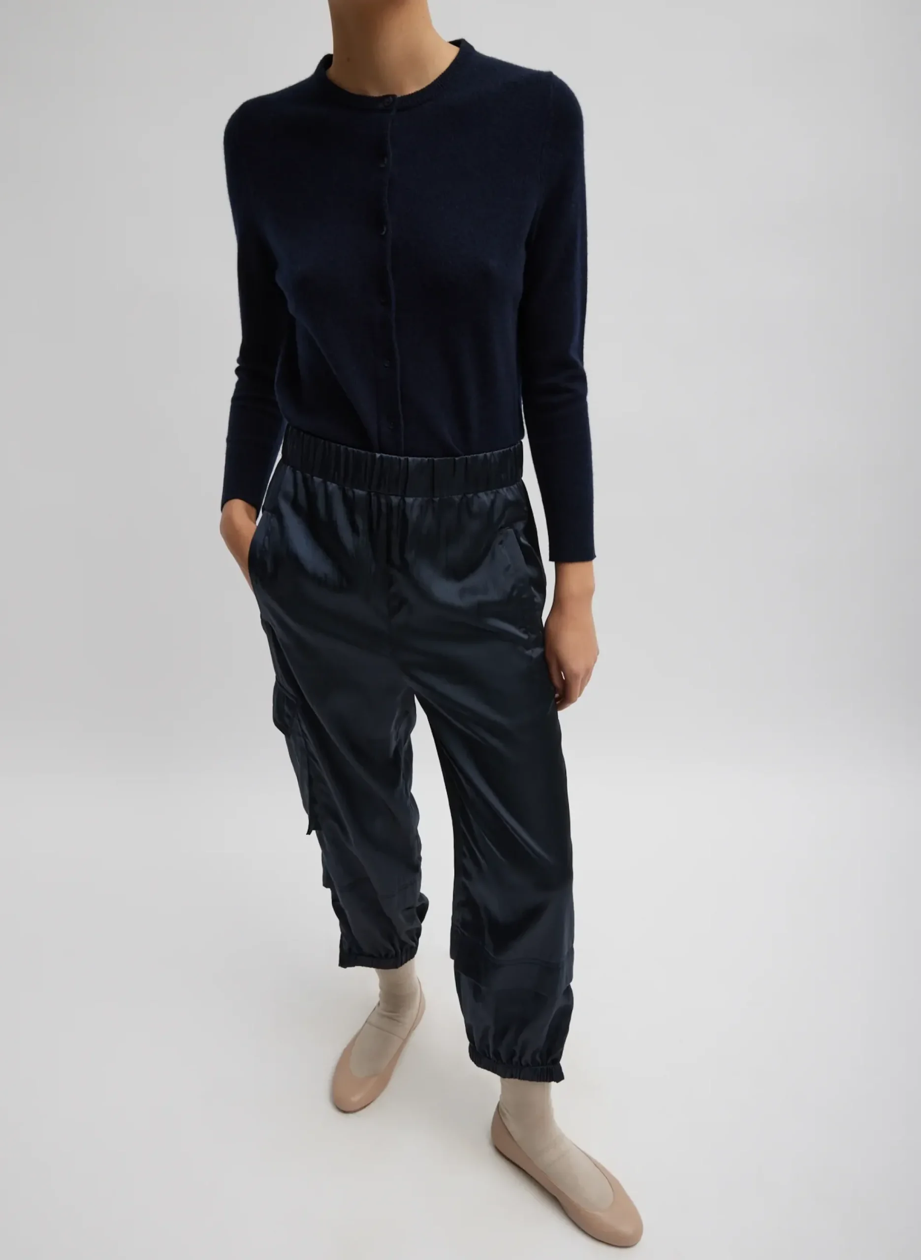 Shiny Nylon Pull On Wilt Jogger-Tibi New