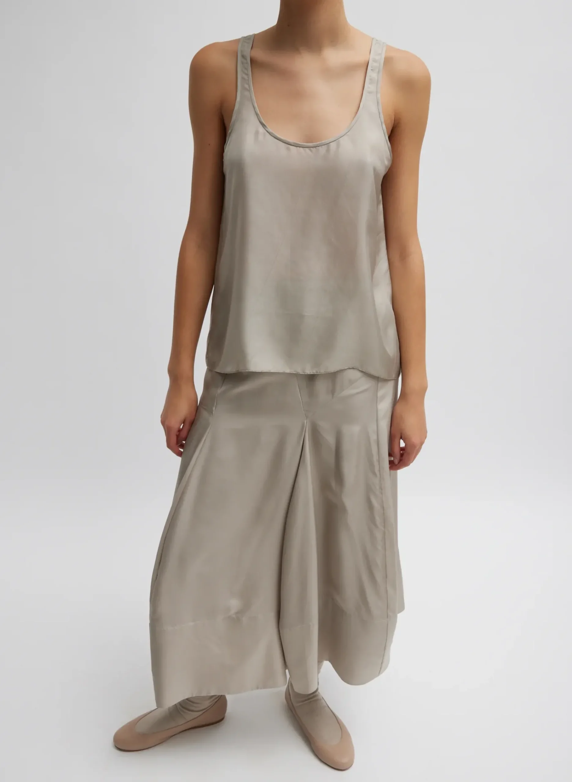 Silk Habutai Circular Seamed Skirt-Tibi Fashion