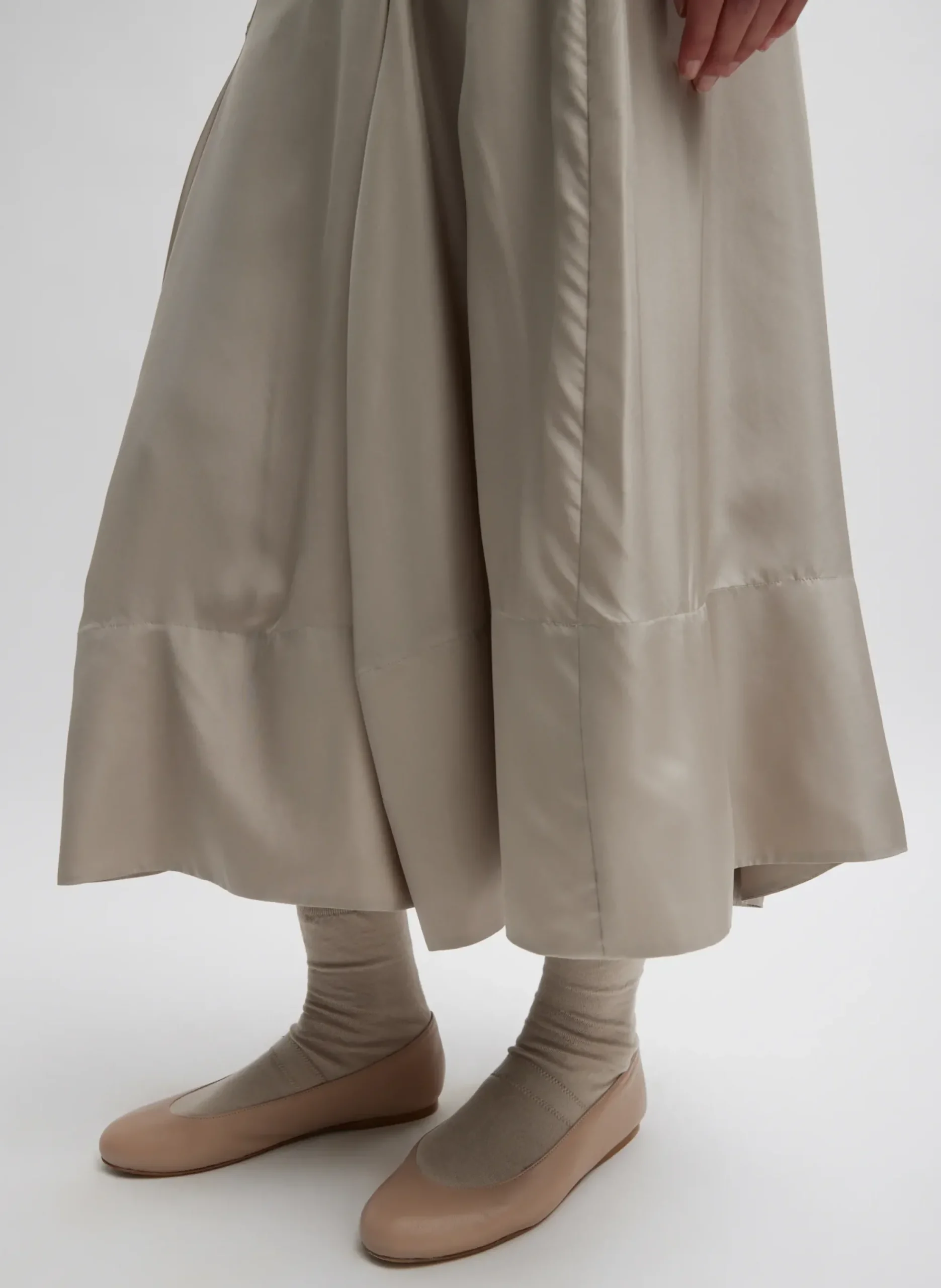 Silk Habutai Circular Seamed Skirt-Tibi Fashion