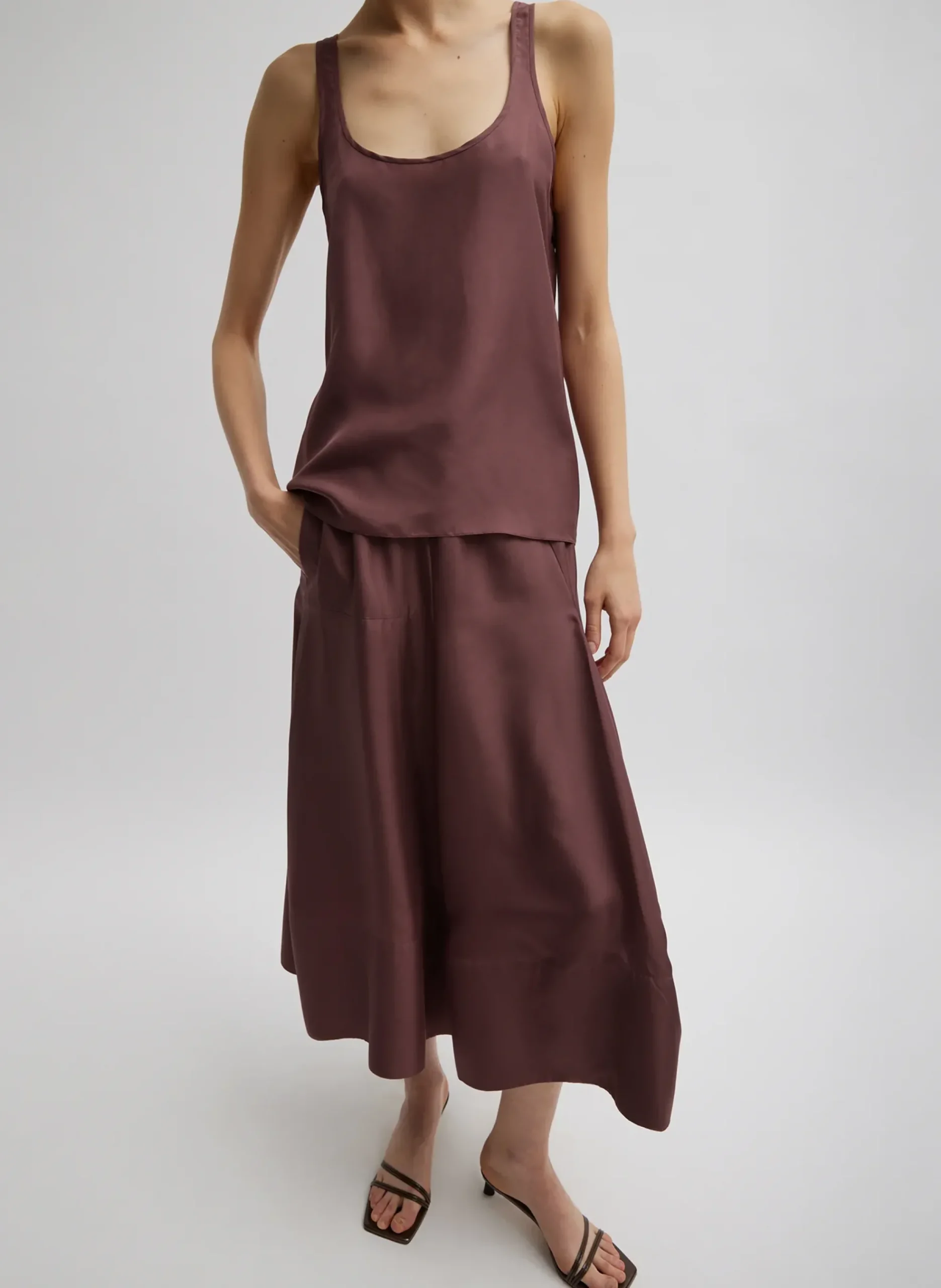 Silk Habutai Circular Seamed Skirt-Tibi Online
