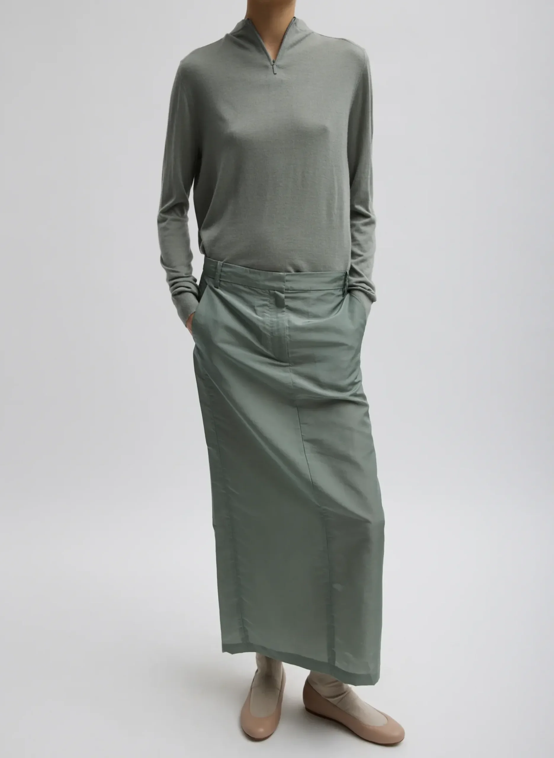 Silk Nylon Maxi Skirt-Tibi Best