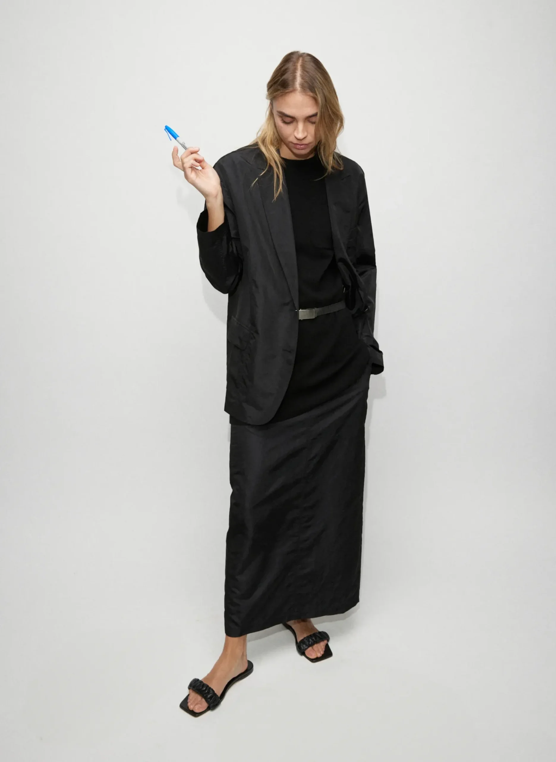Silk Nylon Maxi Skirt-Tibi Hot