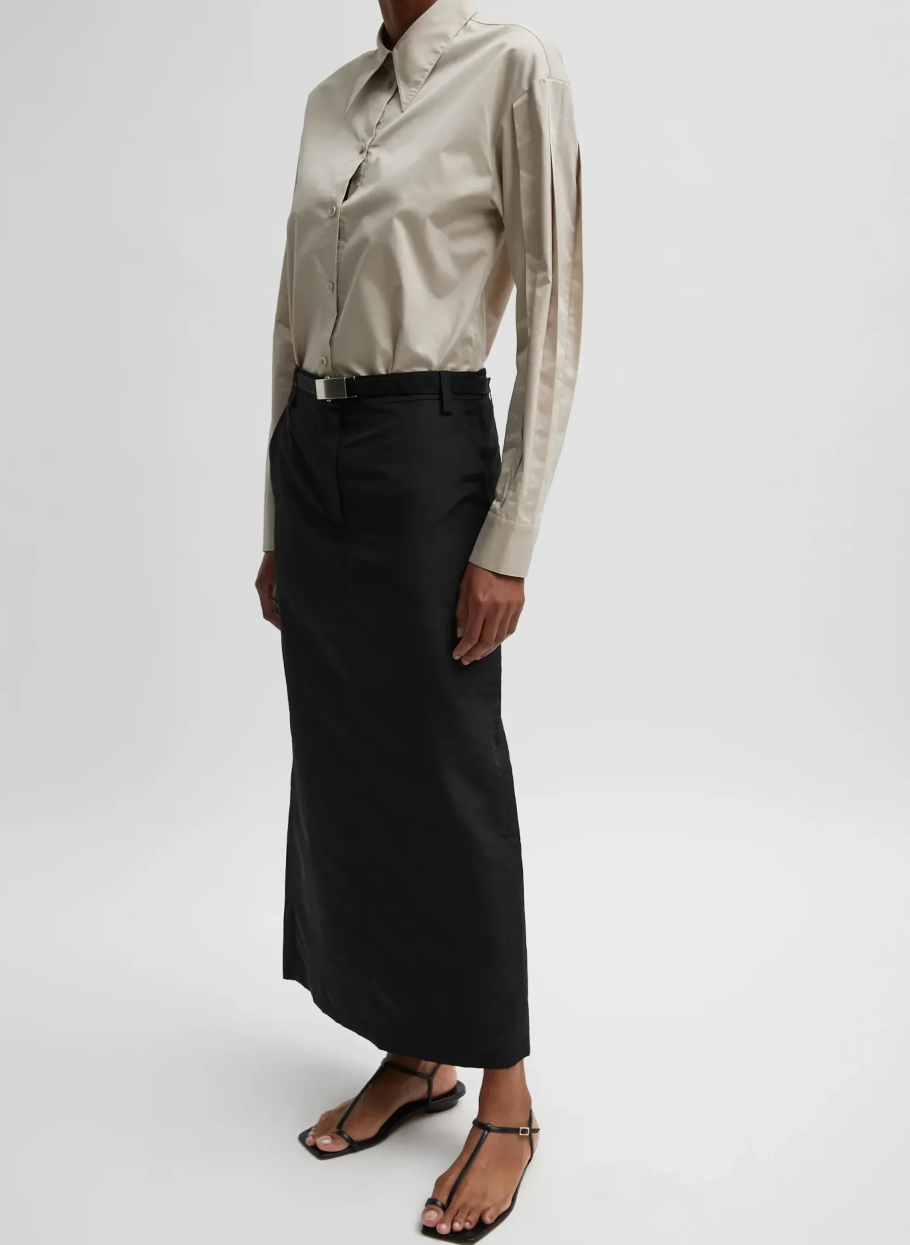 Silk Nylon Maxi Skirt-Tibi Hot
