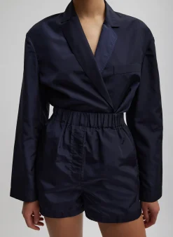 Silk Nylon Pull On Shorts-Tibi Fashion