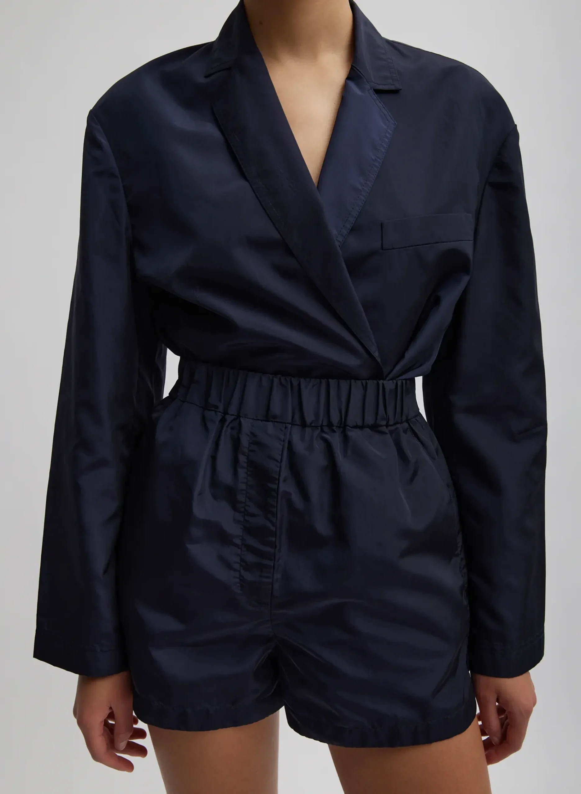 Silk Nylon Pull On Shorts-Tibi Fashion