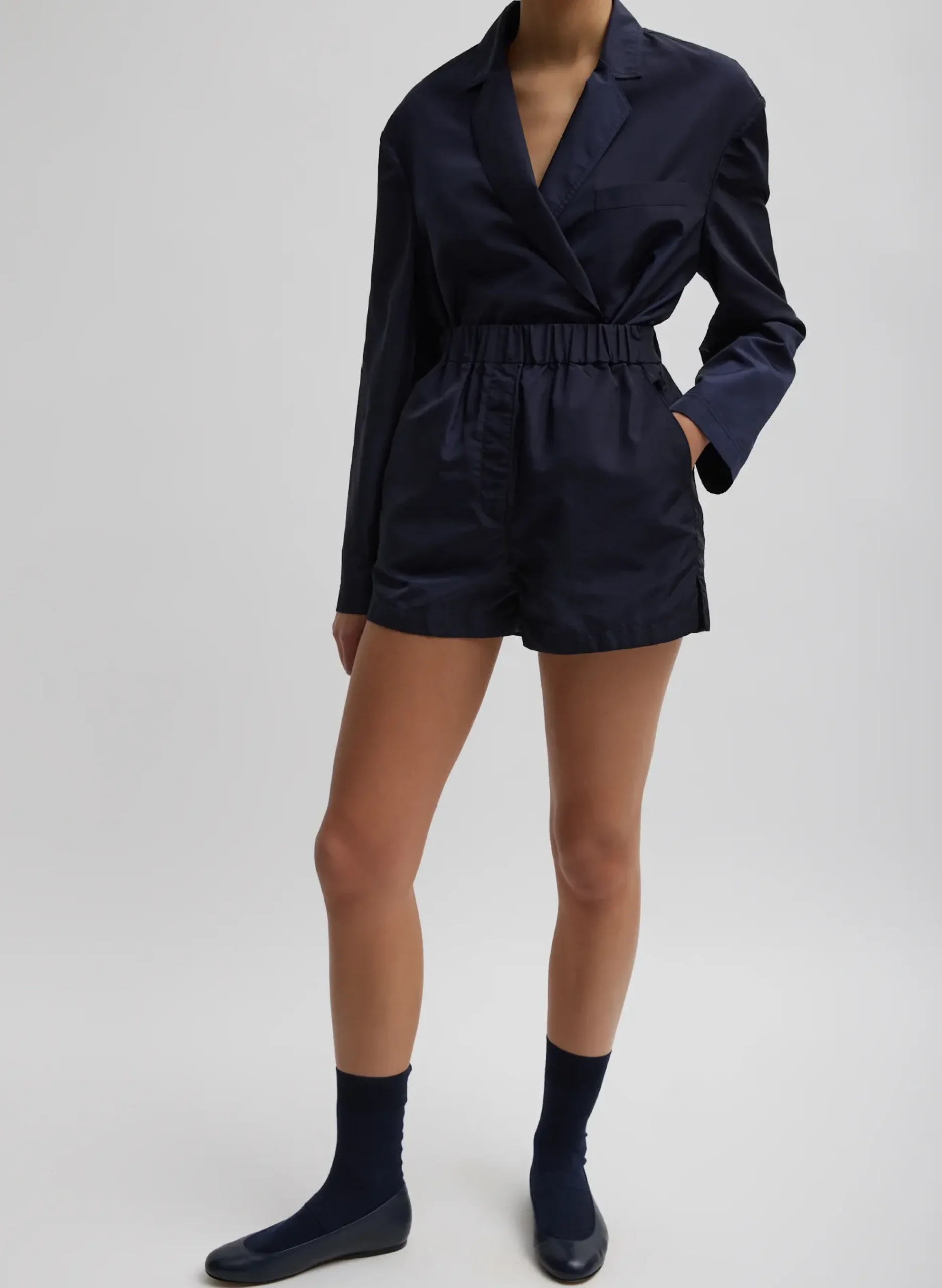 Silk Nylon Pull On Shorts-Tibi Fashion