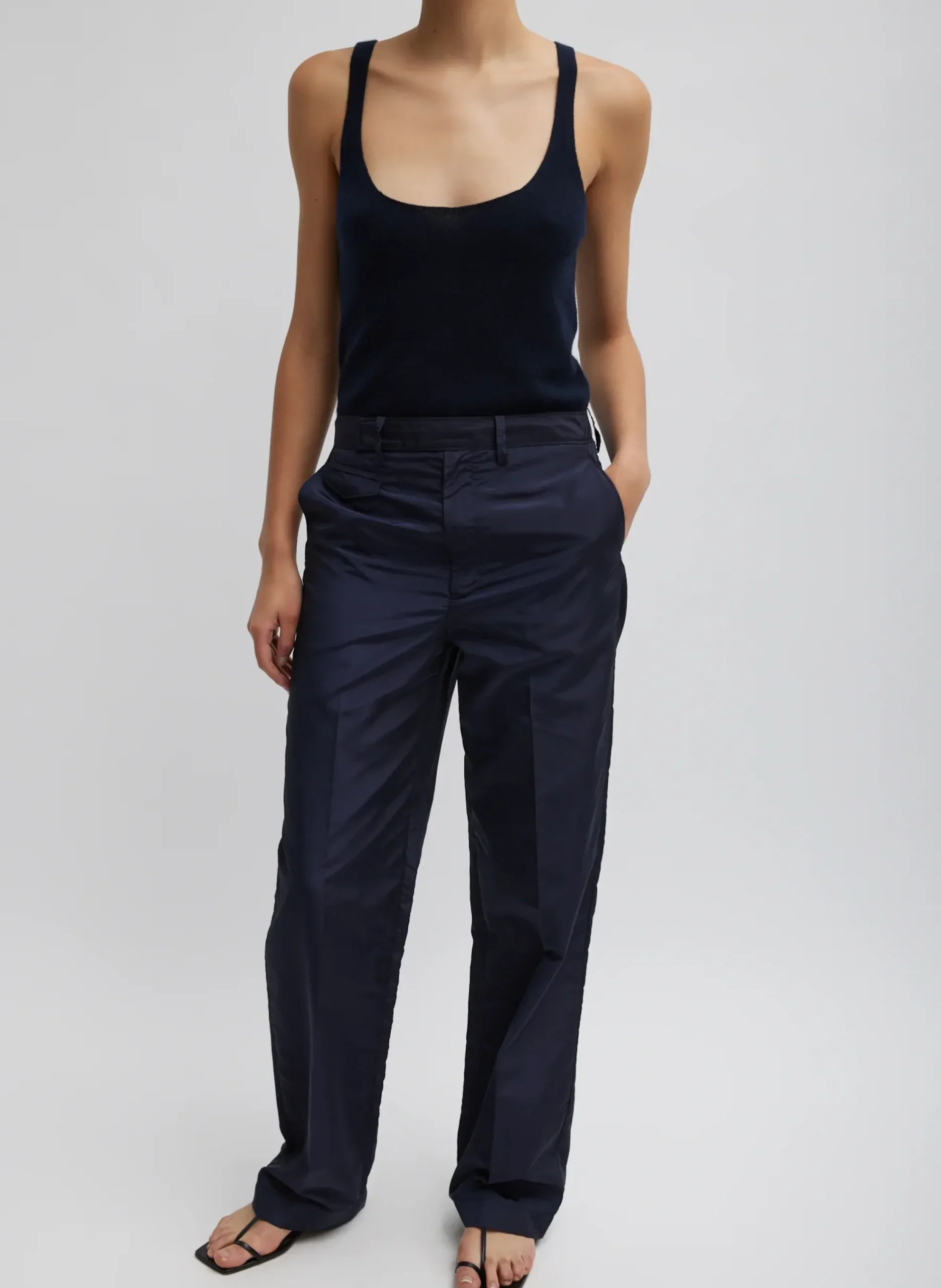 Silk Nylon Straight Leg Trouser-Tibi Best