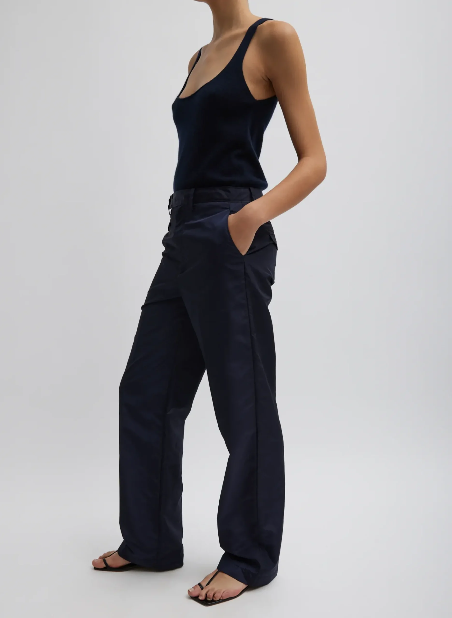 Silk Nylon Straight Leg Trouser-Tibi Best