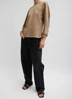 Silk Terry Sculpted Sleeve Slim Sweatshirt-Tibi Outlet