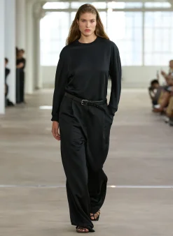 Silk Terry Sculpted Sleeve Slim Sweatshirt-Tibi Clearance