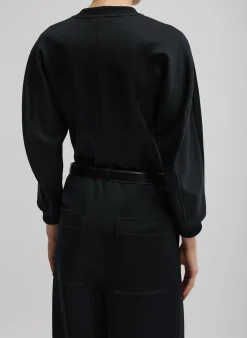Silk Terry Sculpted Sleeve Slim Sweatshirt-Tibi Clearance
