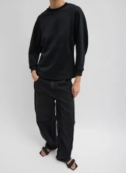 Silk Terry Sculpted Sleeve Slim Sweatshirt-Tibi Clearance