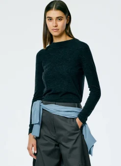 Skinlike Mercerized Wool Soft Sheer Pullover-Tibi Sale