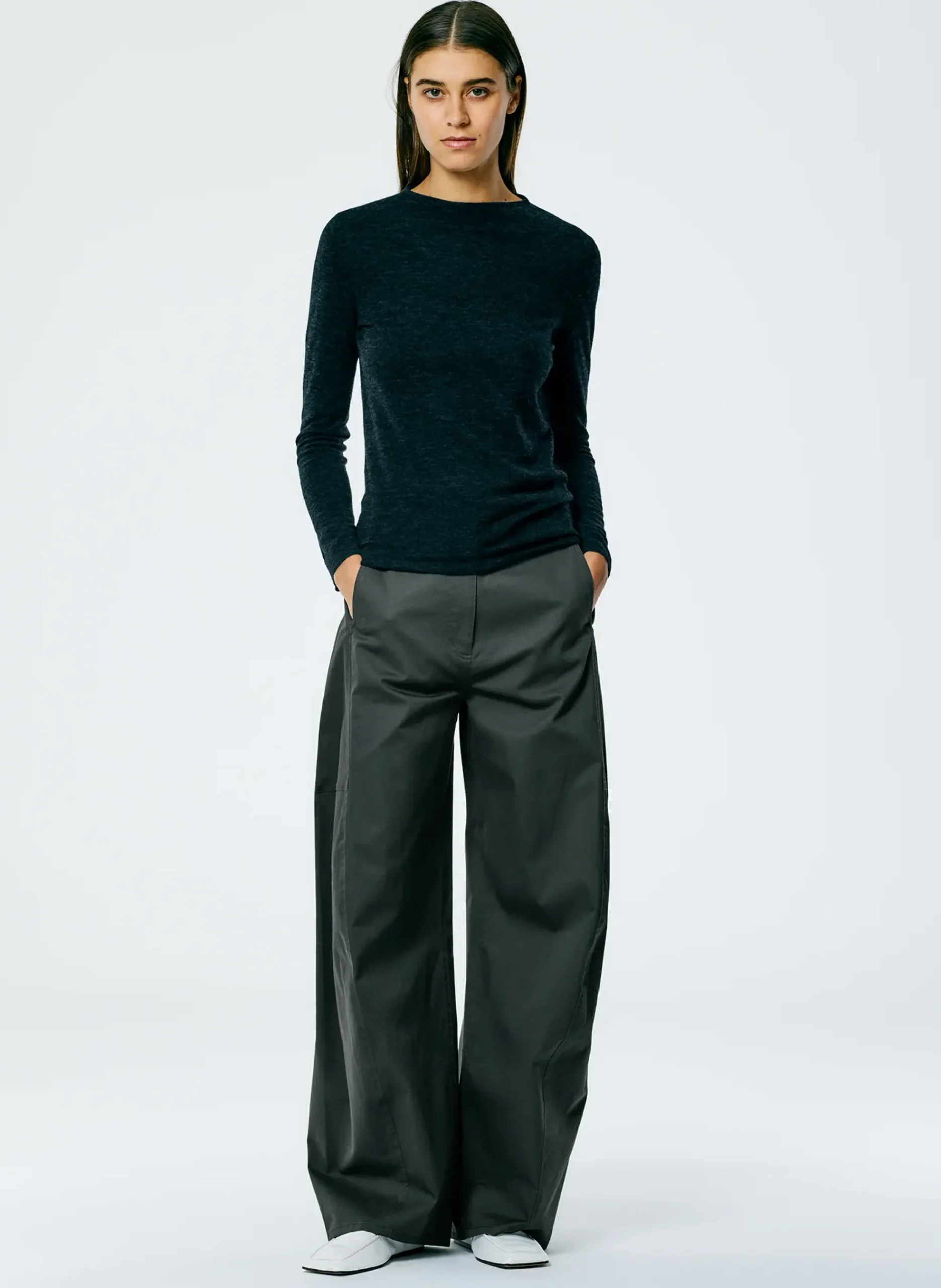 Skinlike Mercerized Wool Soft Sheer Pullover-Tibi Sale