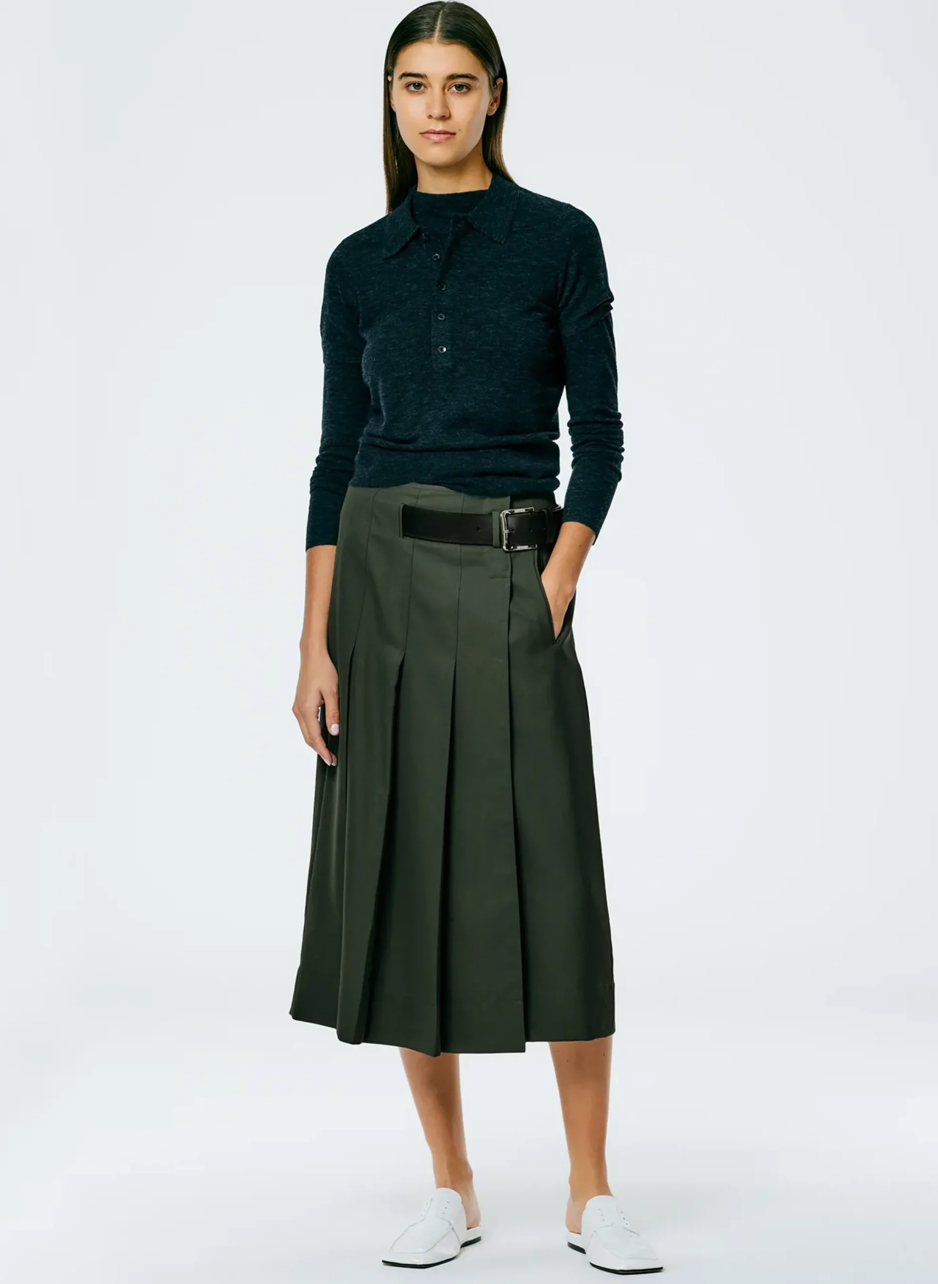 Skinlike Mercerized Wool Shrunken Polo-Tibi Clearance