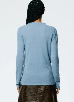 Skinlike Mercerized Wool Soft Sheer Pullover-Tibi Best