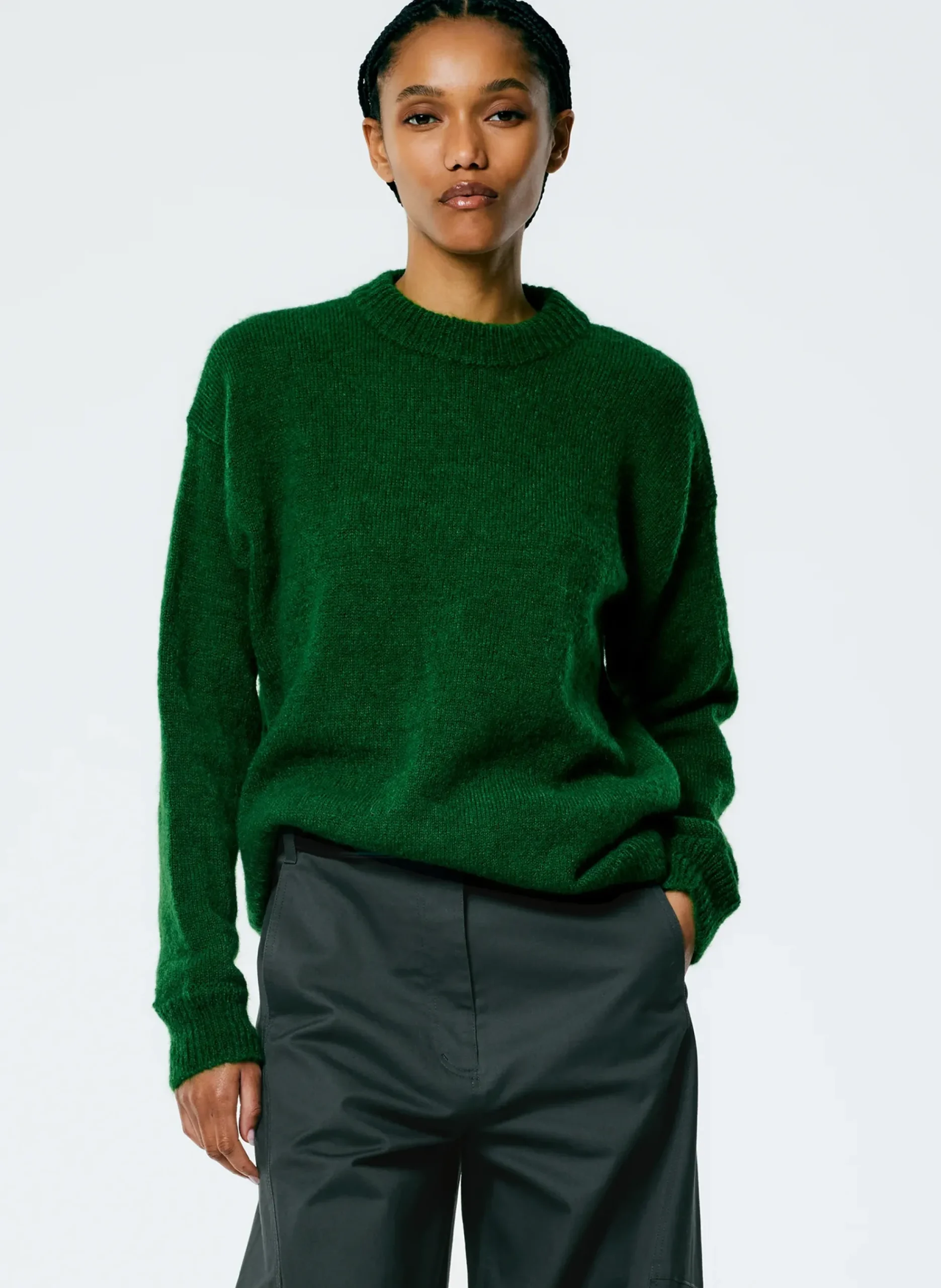 Soft Mohair Crewneck Easy Pullover-Tibi Clearance
