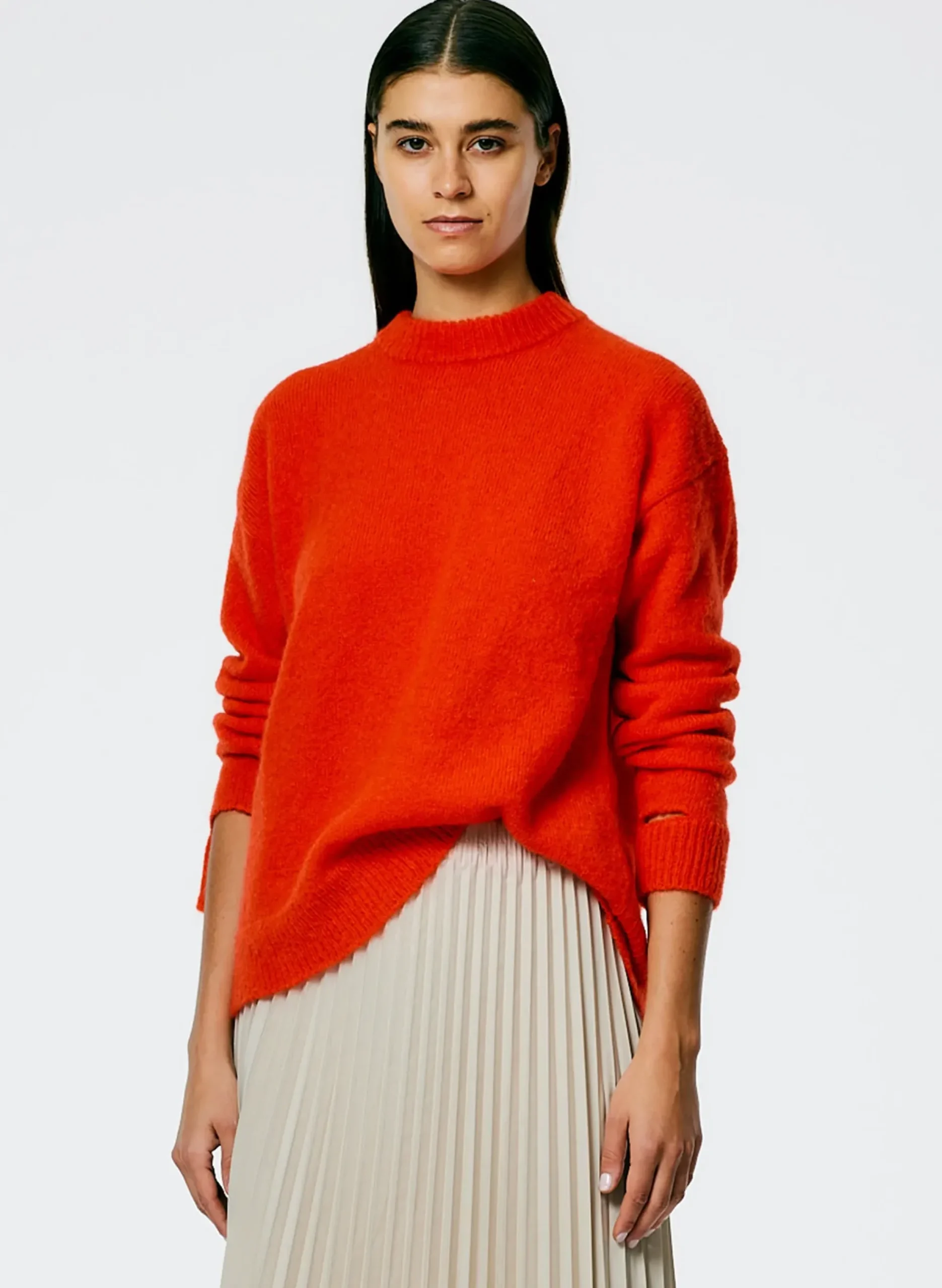 Soft Mohair Crewneck Easy Pullover-Tibi Fashion