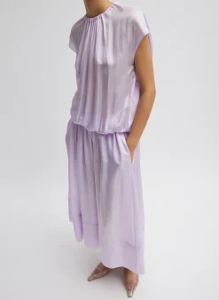 Spring Acetate Shirred Circular Dress-Tibi New