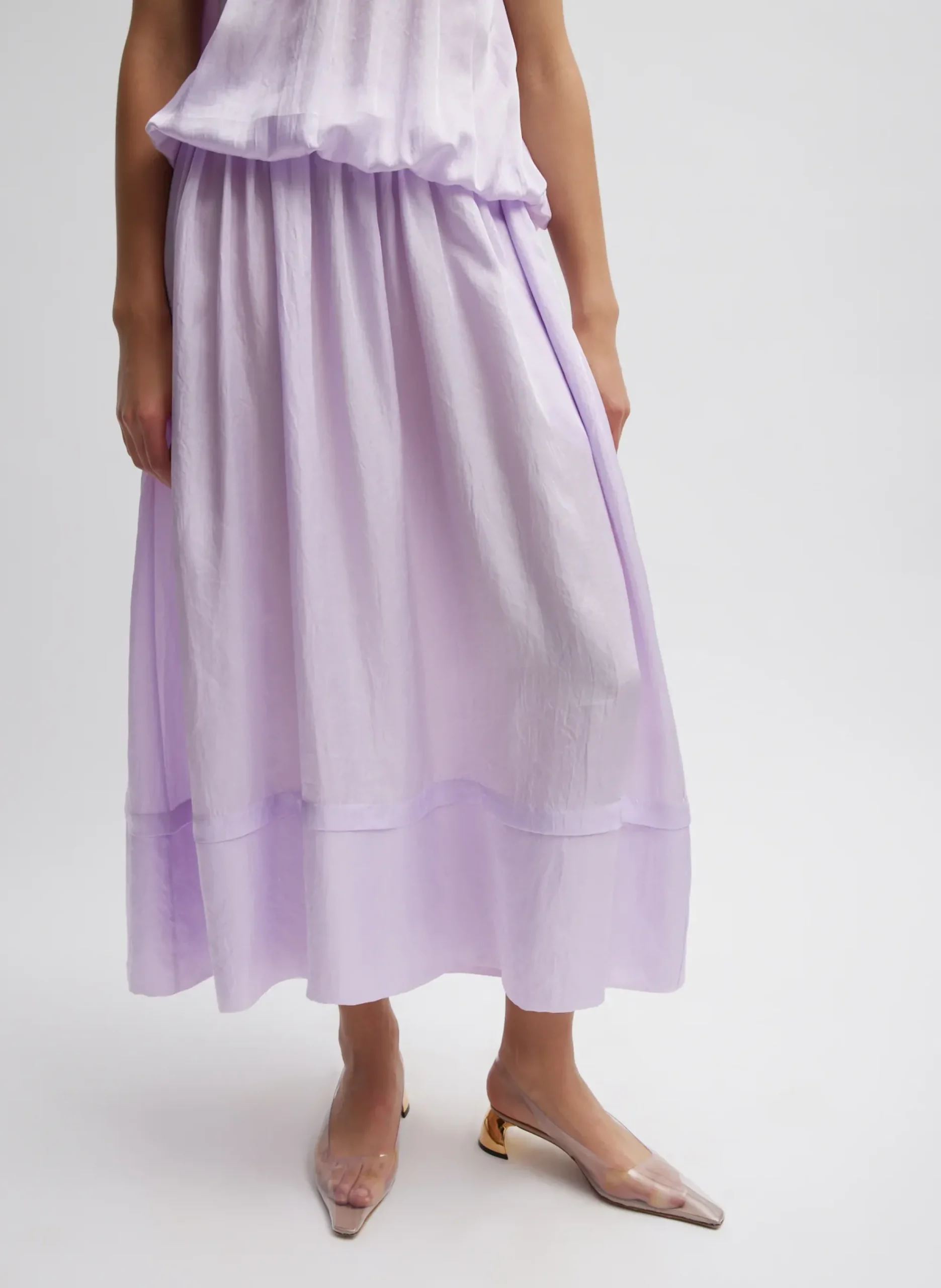 Spring Acetate Shirred Circular Dress-Tibi New