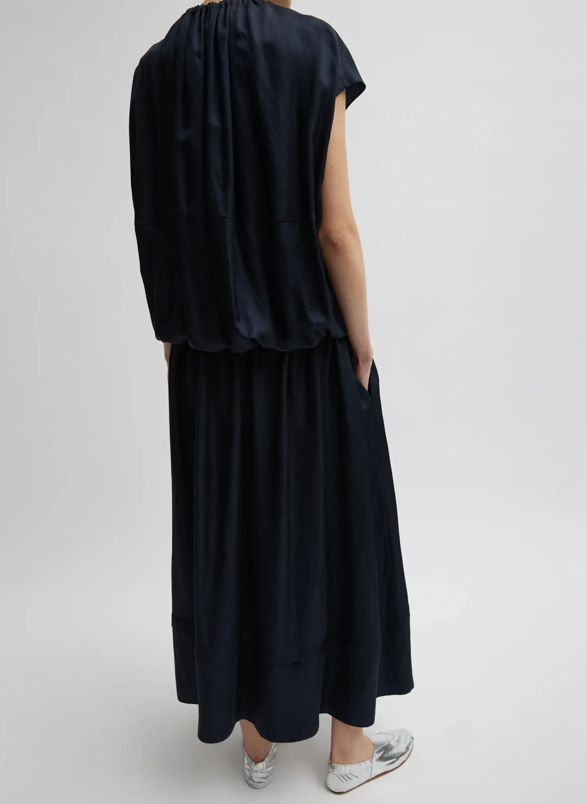 Spring Acetate Shirred Circular Dress-Tibi Best