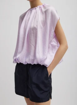 Spring Acetate Shirred Neck Circular Top-Tibi Online