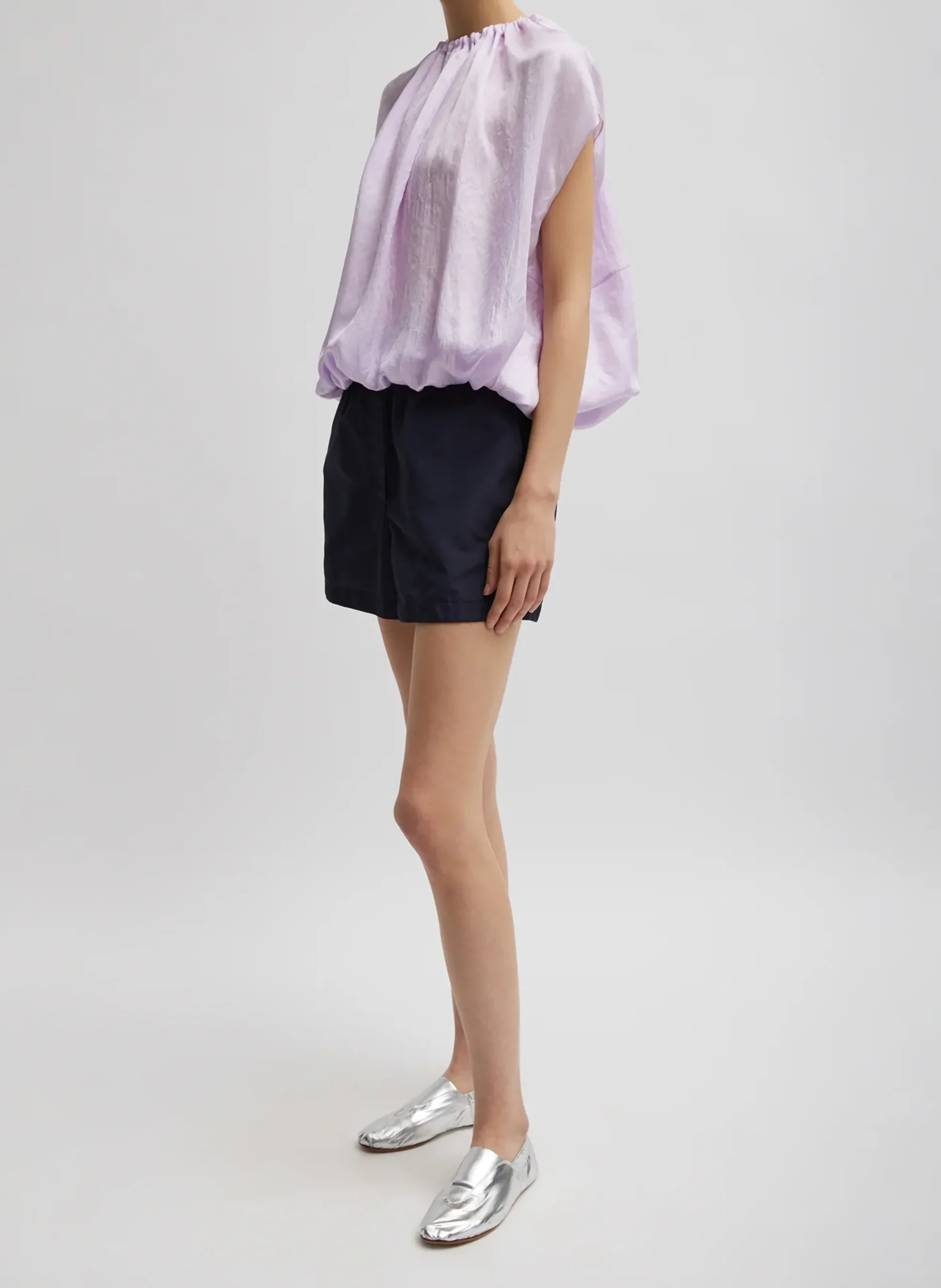 Spring Acetate Shirred Neck Circular Top-Tibi Online