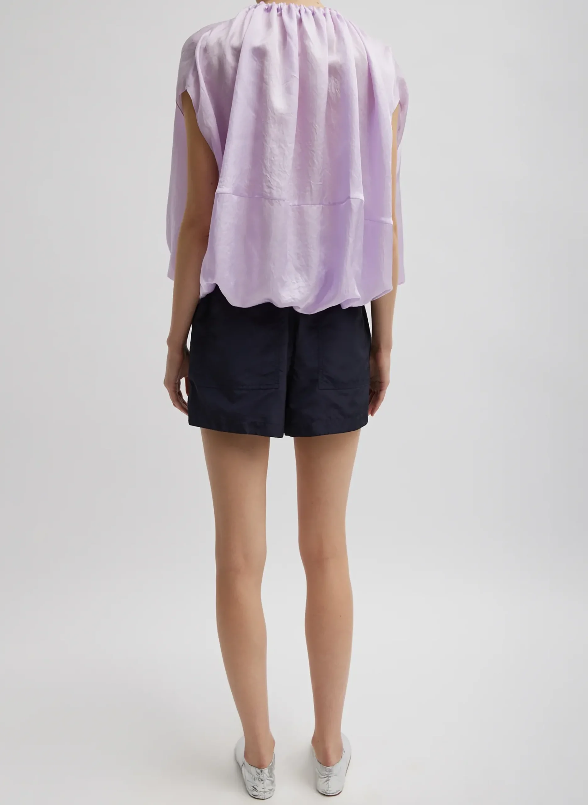 Spring Acetate Shirred Neck Circular Top-Tibi Online