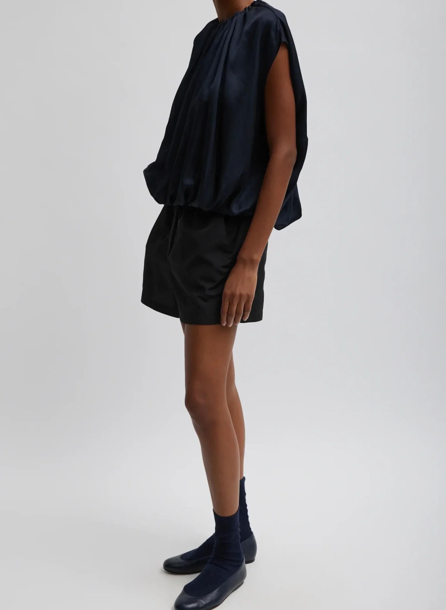 Spring Acetate Shirred Neck Circular Top-Tibi Hot