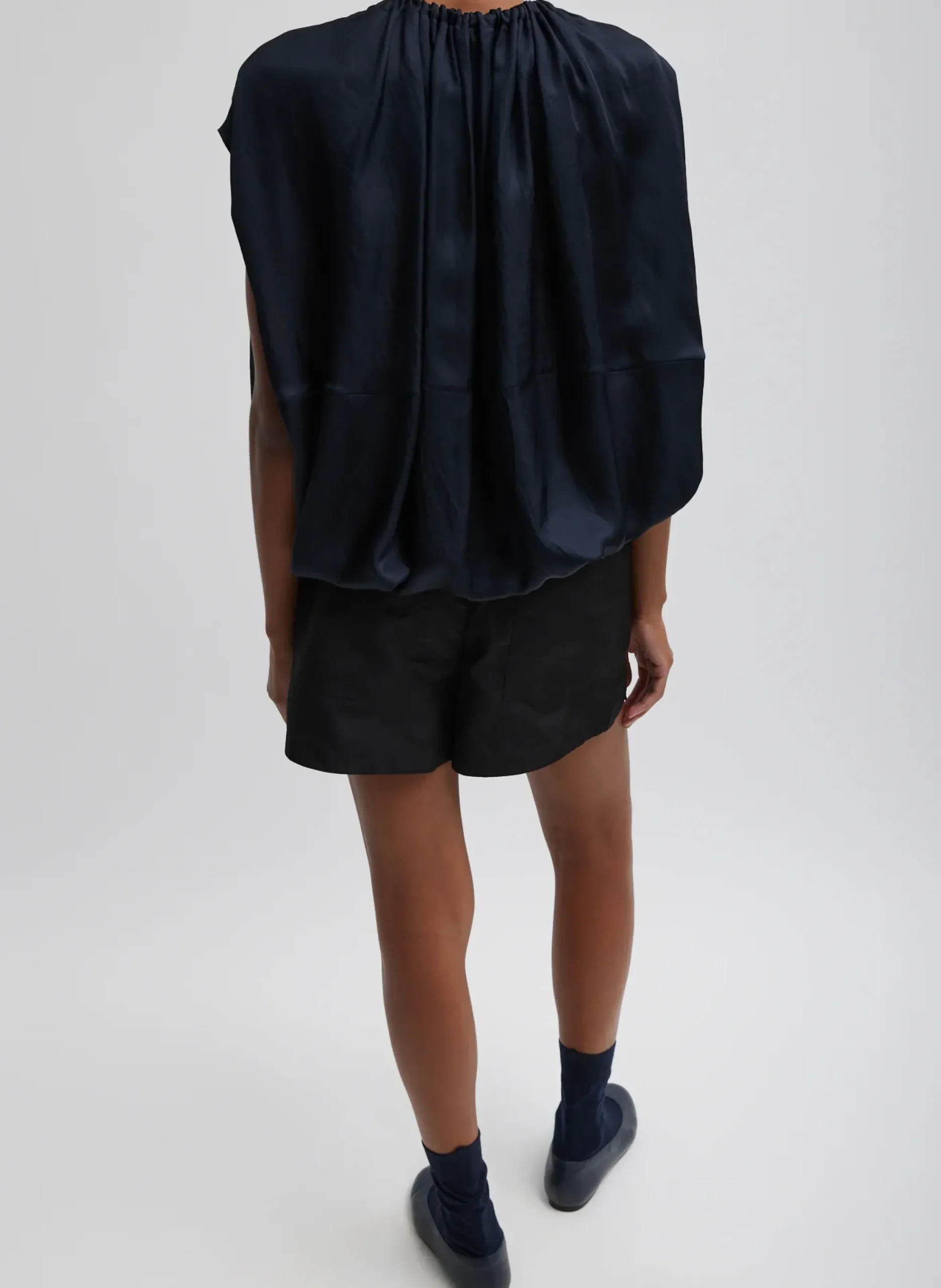 Spring Acetate Shirred Neck Circular Top-Tibi Hot