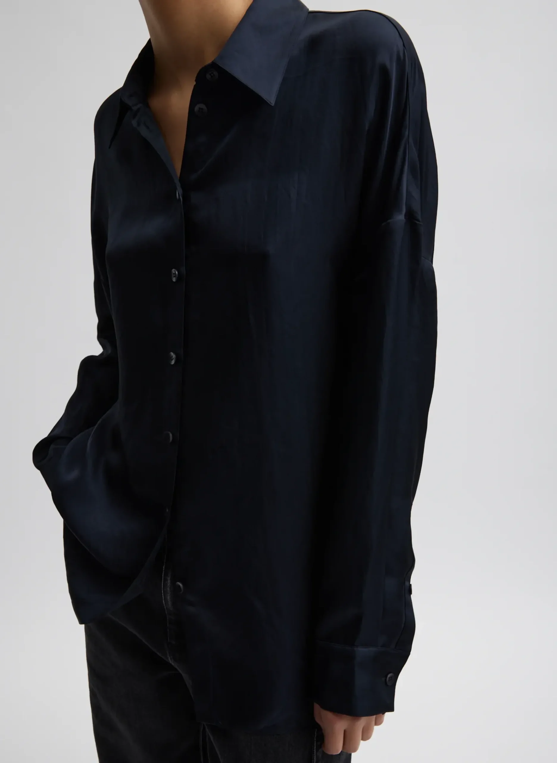 Spring Acetate Shirt With Cocoon Back-Tibi Outlet