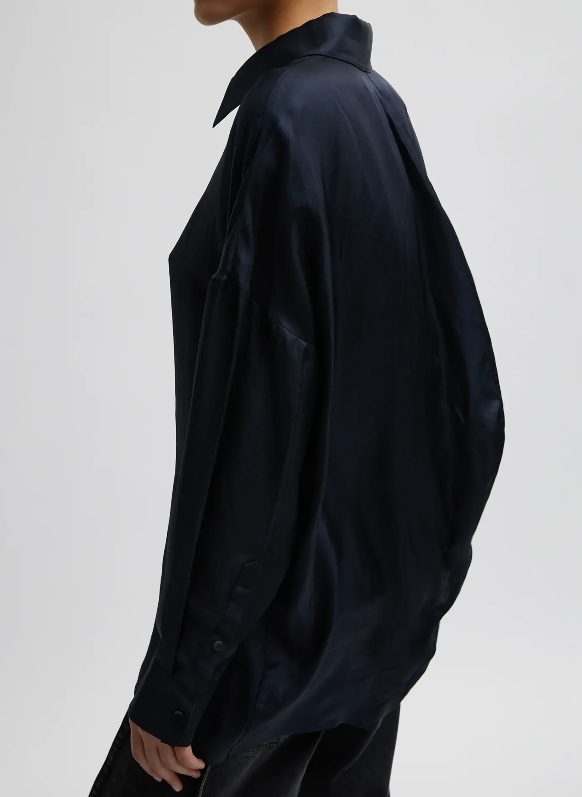 Spring Acetate Shirt With Cocoon Back-Tibi Outlet