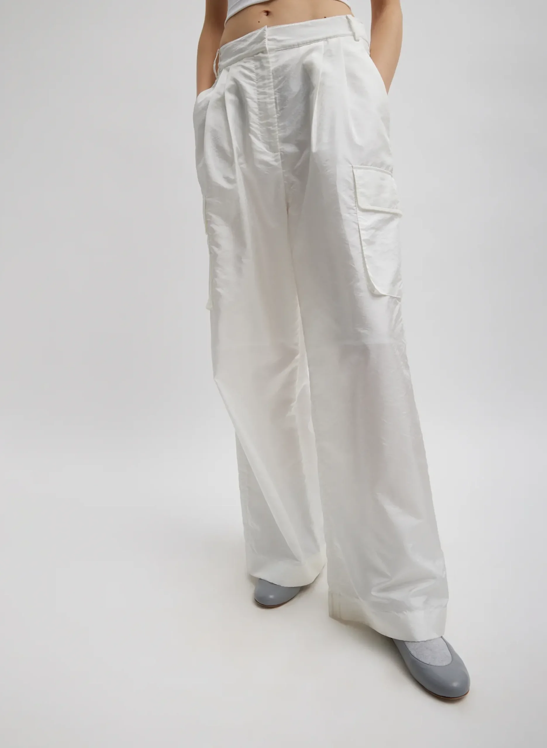 Stella Crispy Nylon Pleated Cargo Pant-Tibi Discount