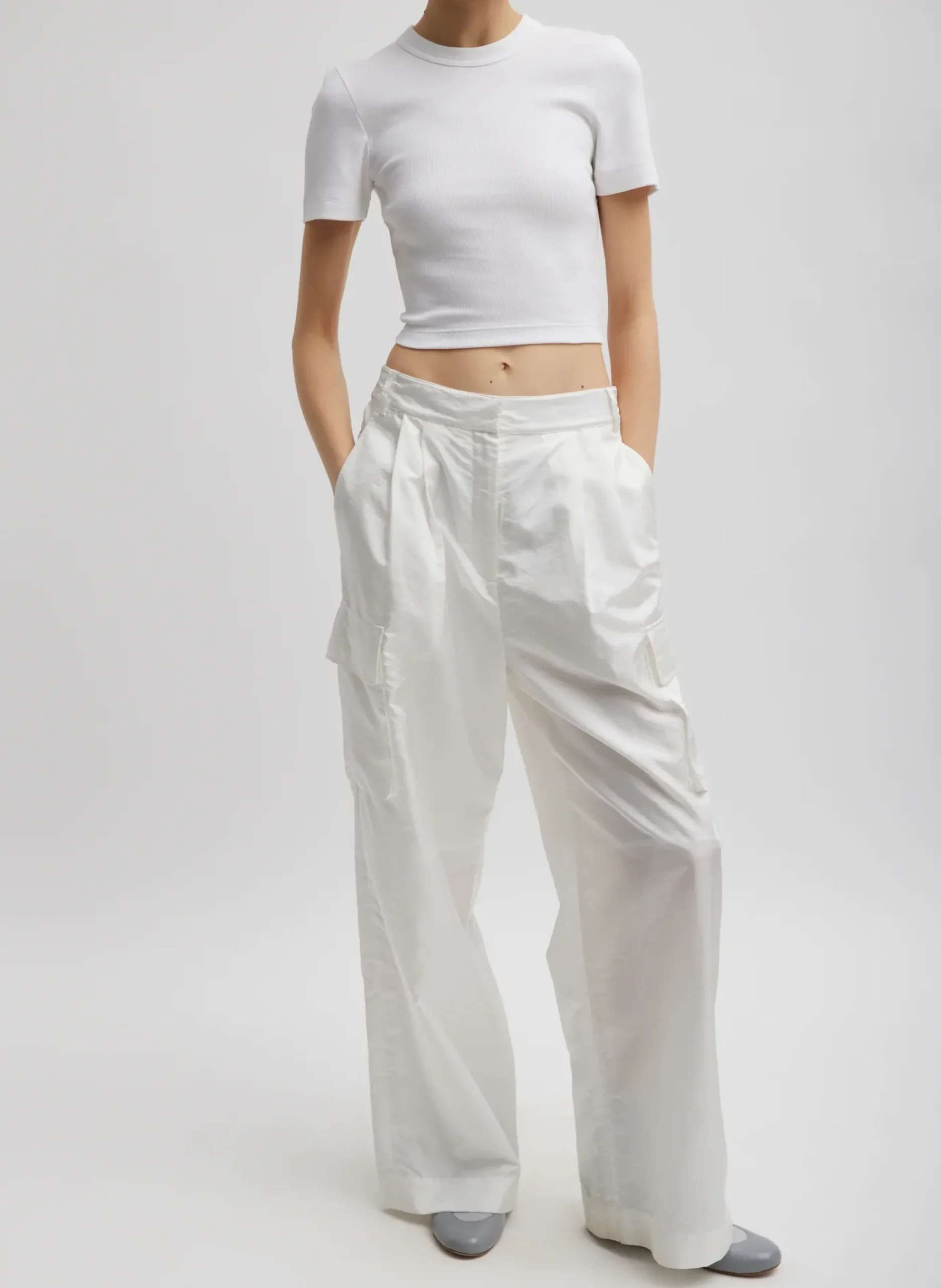 Stella Crispy Nylon Pleated Cargo Pant-Tibi Discount
